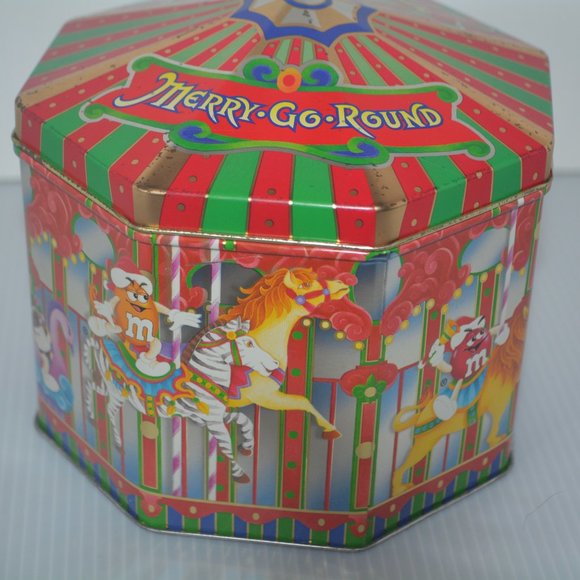VTG M&M's Candy 1997 Merry-Go-Round Carousel Tin Canister #5 Christmas Village - Picture 4 of 10